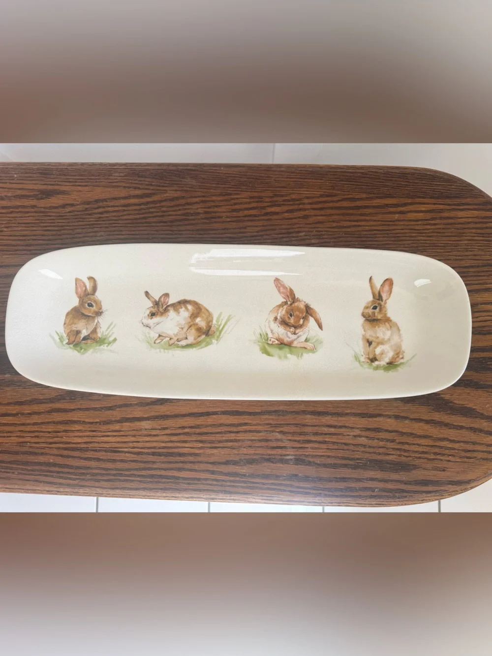 Pottery Barn White Crackle Ceramic Bunny Serving Platter